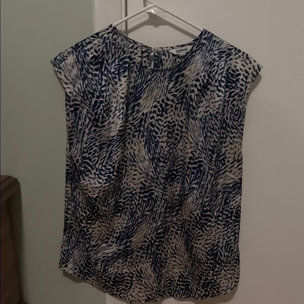 Express Black and White Cap Sleeve Blouse